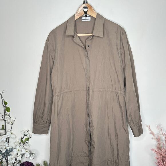 CO Essentials Long Sleeve Tiered Maxi Dress Cotton Tan Brown Sz M {Y47} - Picture 3 of 9